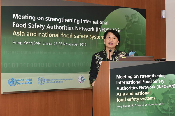 國際食品安全當局網絡首次在香港舉行「強化亞洲地區的國際食品安全當局網絡及國家食品安全系統」會議。食物及衞生局常任秘書長（食物）謝凌潔貞今日（十一月二十三日）在會議開幕儀式上致辭。