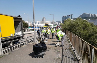 在葵衣大橋(南橋)連接的斜坡頂上與路政署進行的聯合清潔行動3