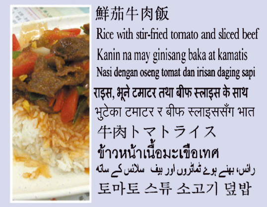 Rice with stir-fried tomato and sliced beef
